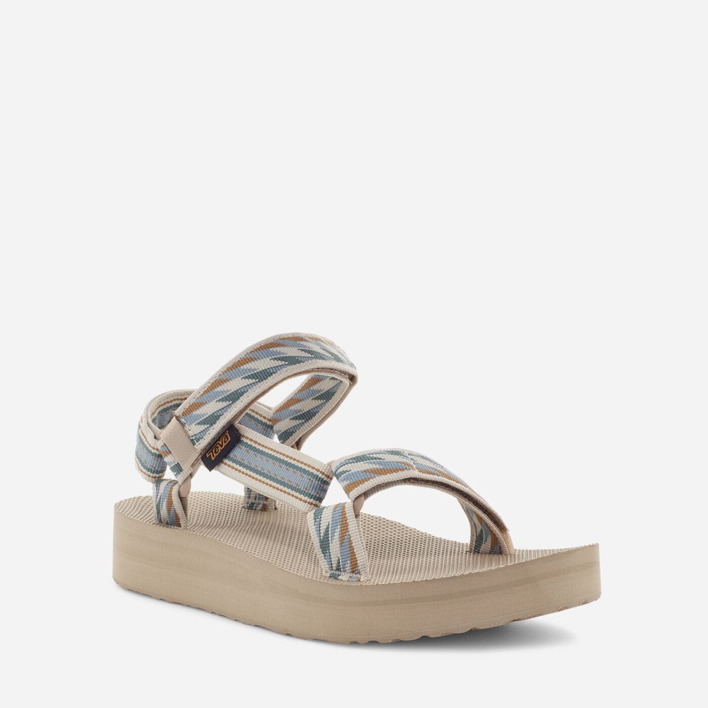 Beige Women's Teva Midform Universal Flatform Sandals | 027-NJYZHG