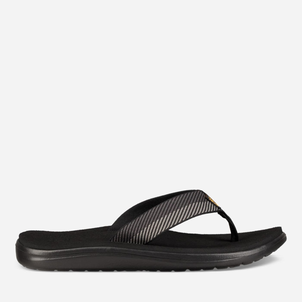 Black Grey Men\'s Teva Voya Flip Flops | 218-VTWNMK