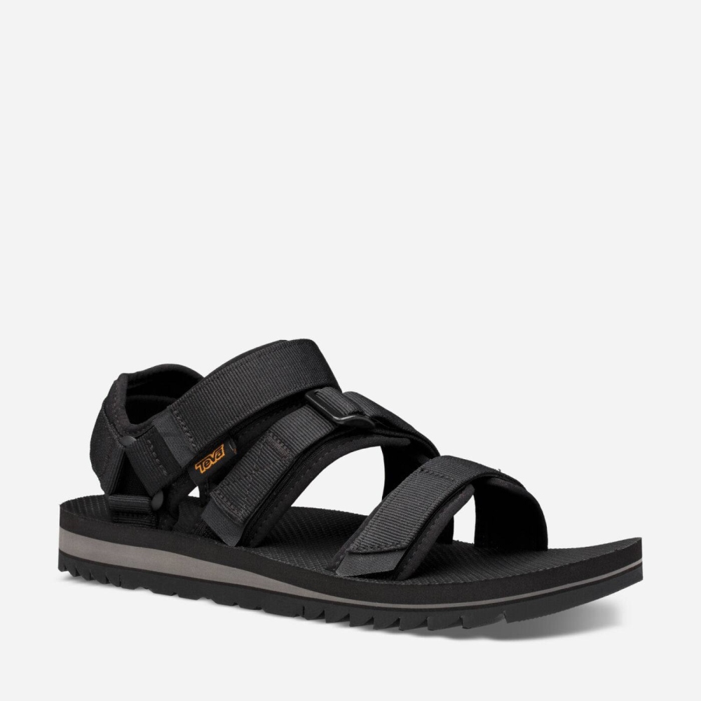 Black Men's Teva Cross Strap Trail Hiking Sandals | 360-PBTMFS