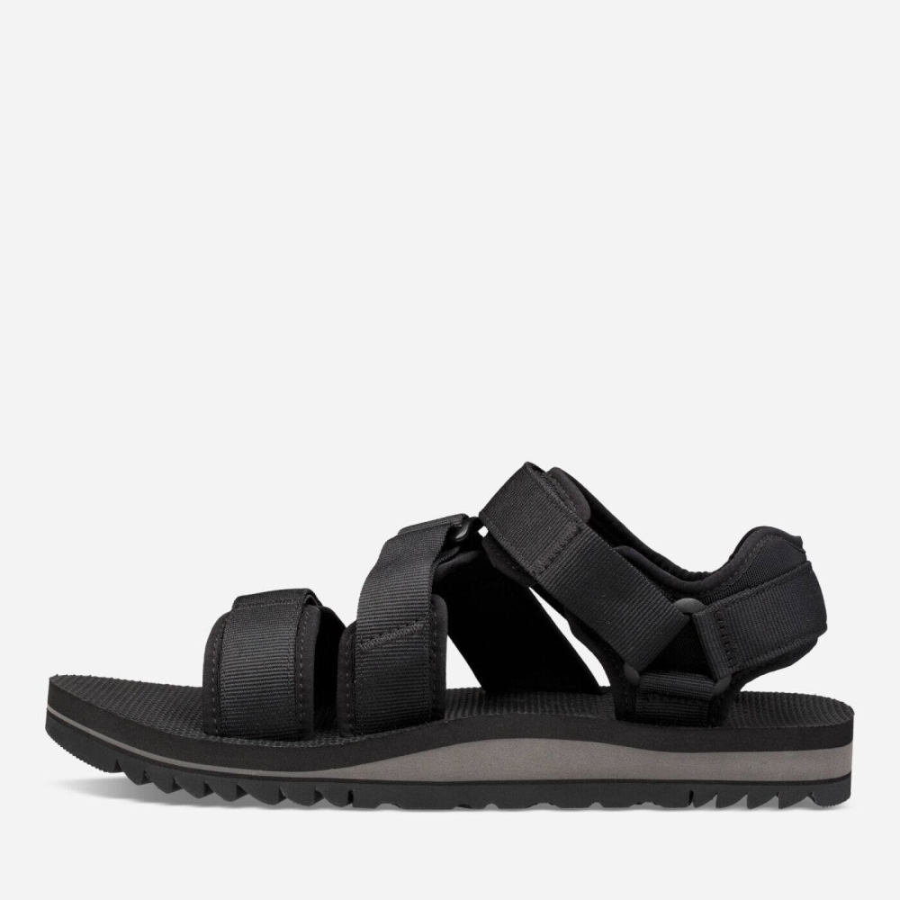 Black Men's Teva Cross Strap Trail Hiking Sandals | 360-PBTMFS