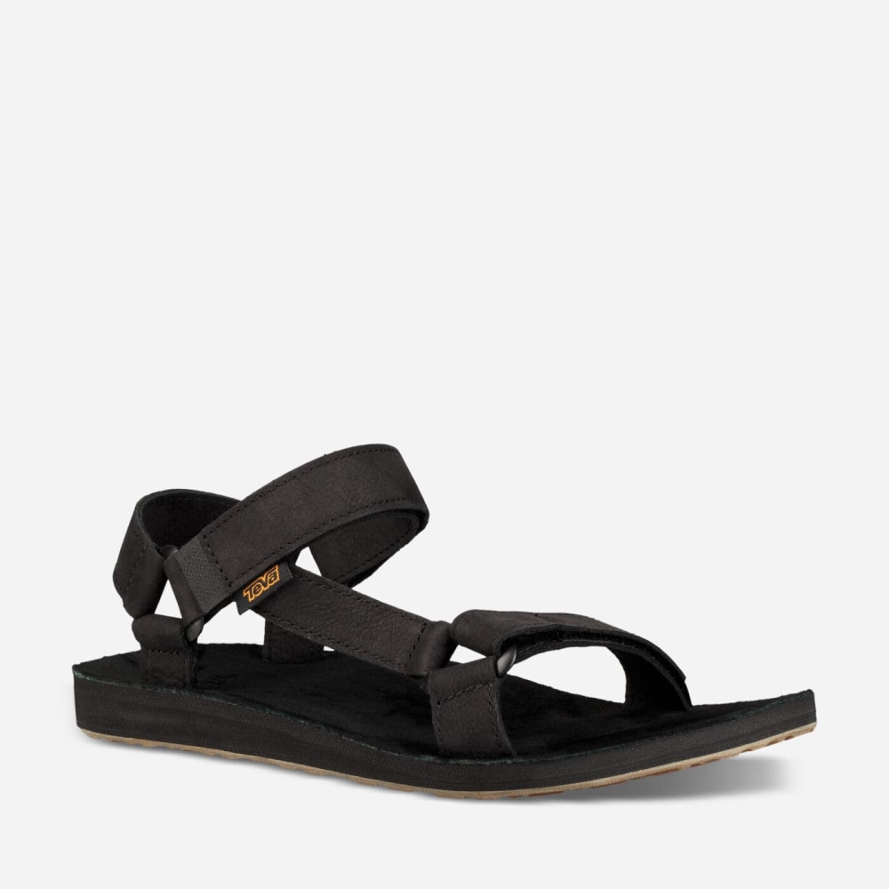 Black Men's Teva Original Universal Leather Sandals | 491-BEXCUW