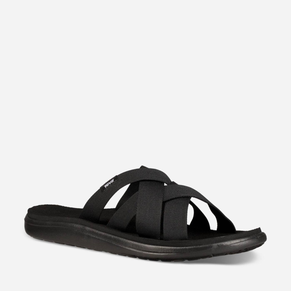 Black Men's Teva Voya Slide Sandals | 986-WITHOS