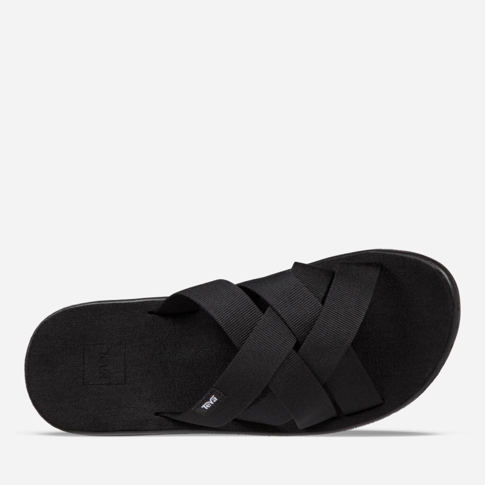 Black Men's Teva Voya Slide Sandals | 986-WITHOS