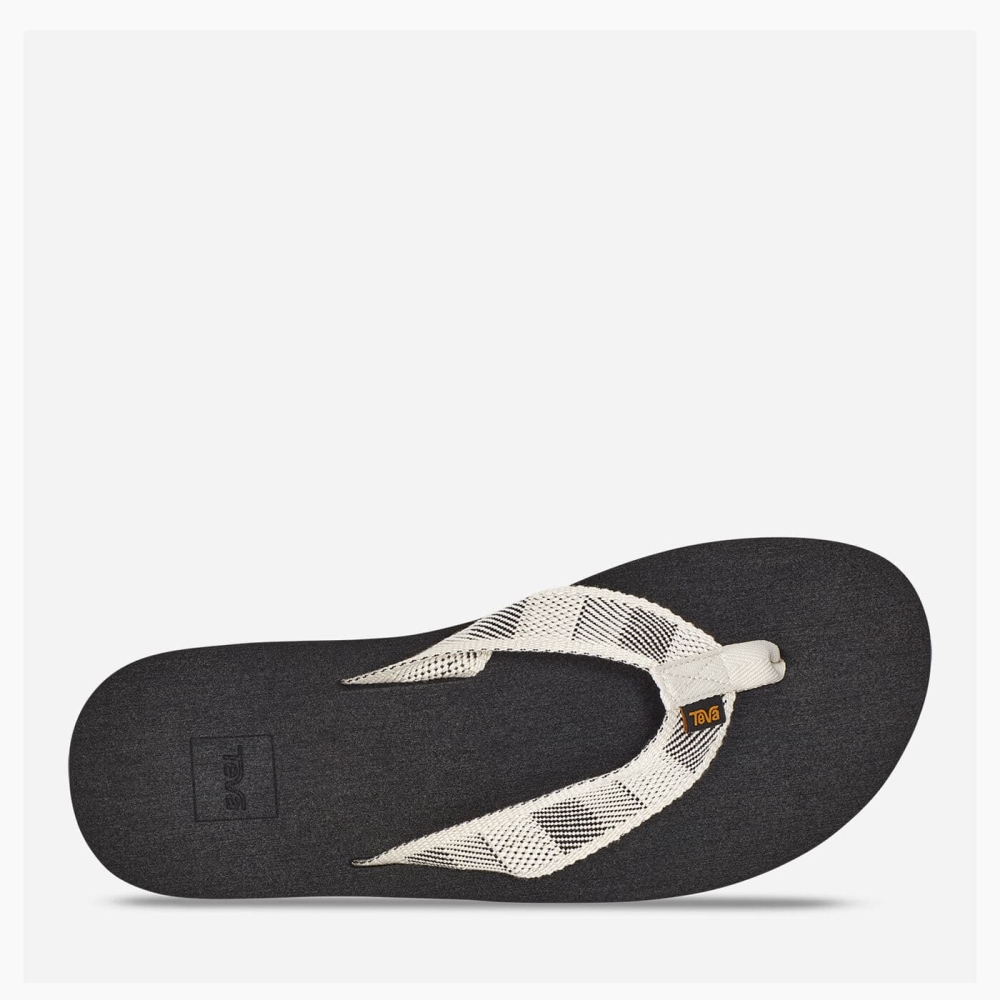 Black White Men's Teva Original Mush Flip Flops | 091-KOEHIQ