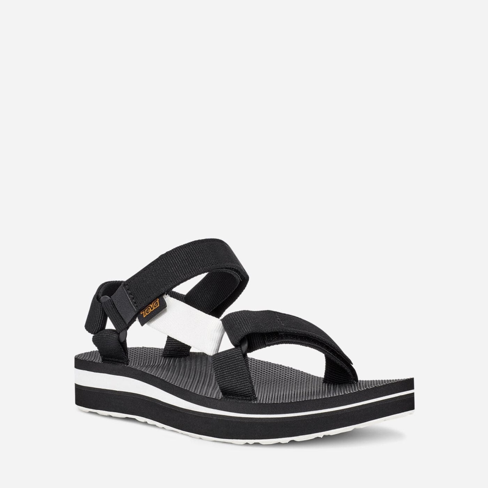 Black White Women's Teva Midform Universal Flatform Sandals | 432-SFPKJN