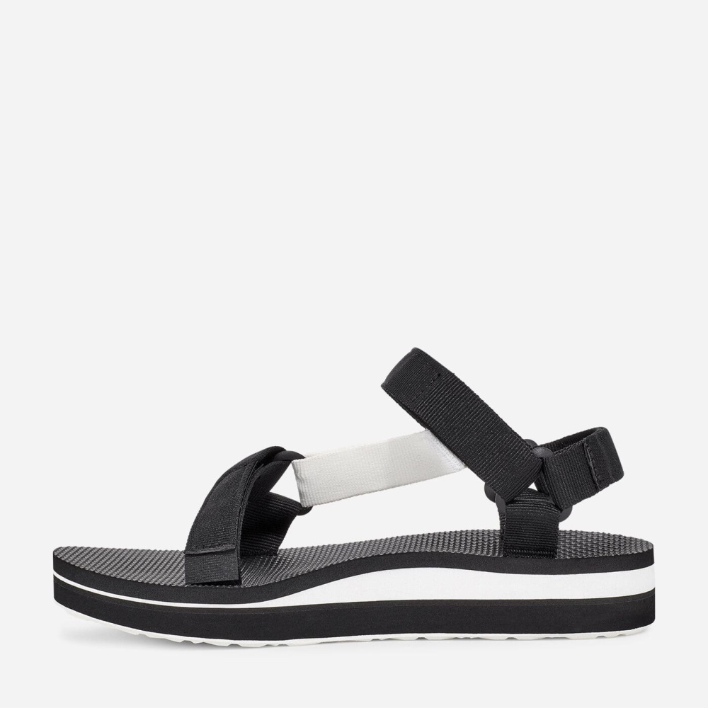 Black White Women's Teva Midform Universal Flatform Sandals | 432-SFPKJN