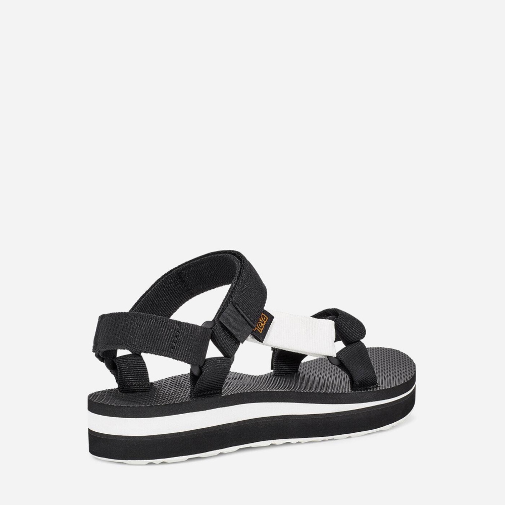 Black White Women's Teva Midform Universal Flatform Sandals | 432-SFPKJN