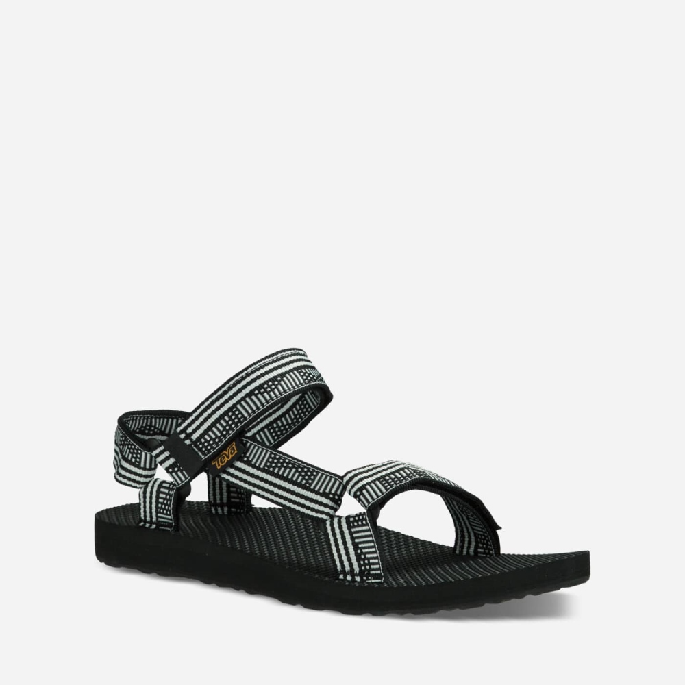 Black White Women's Teva Original Universal Hiking Sandals | 042-OWNCZX