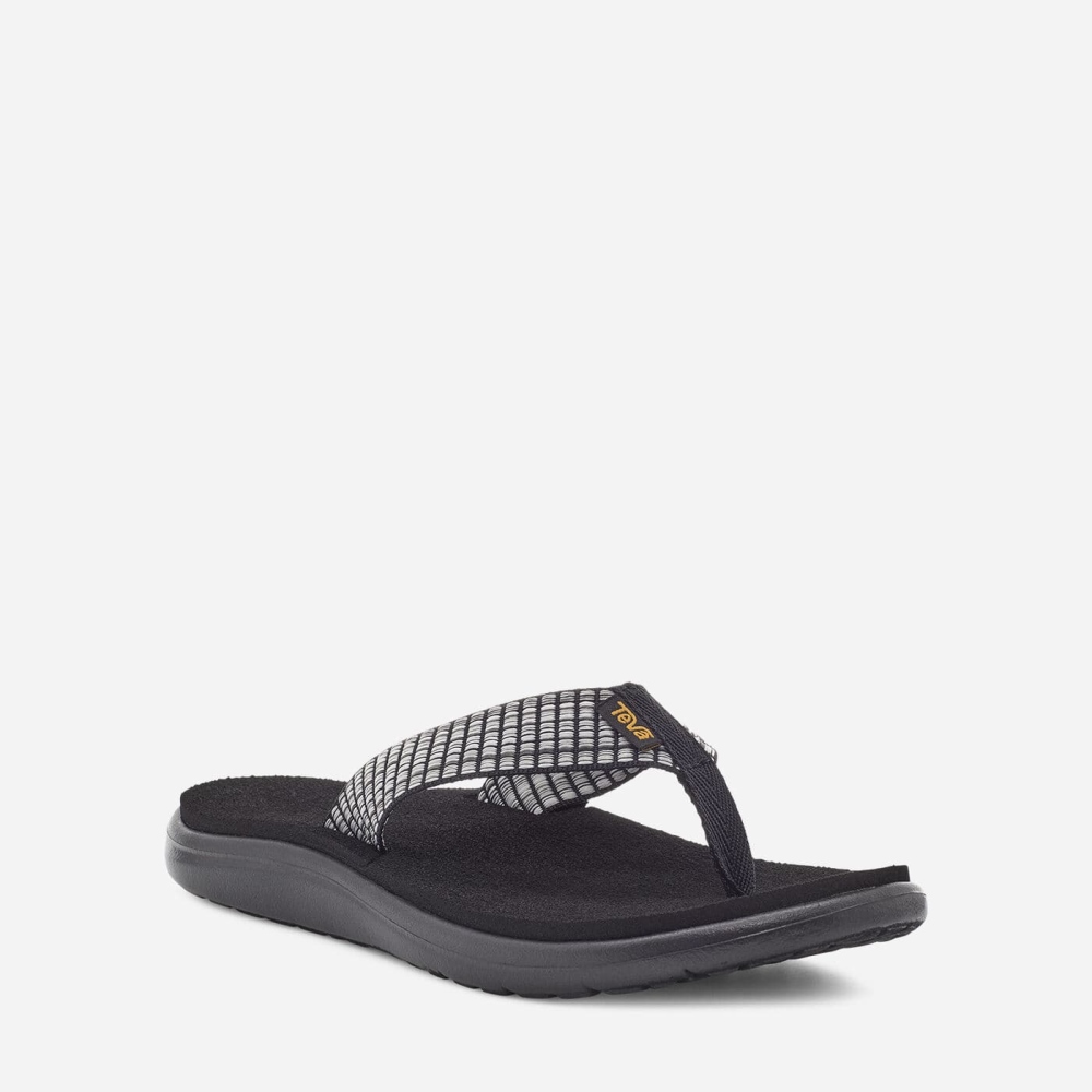 Black White Women's Teva Voya Flip Flops | 270-SPYIXD