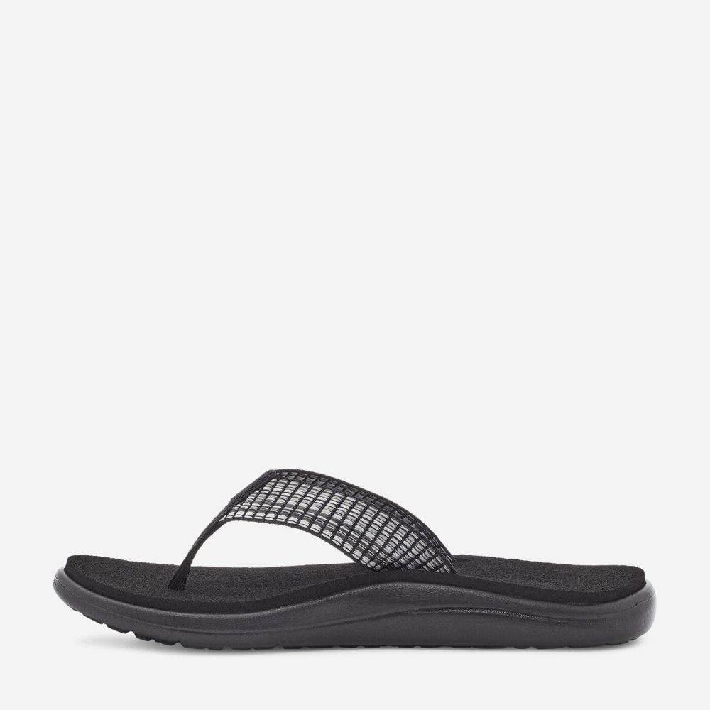 Black White Women's Teva Voya Flip Flops | 270-SPYIXD