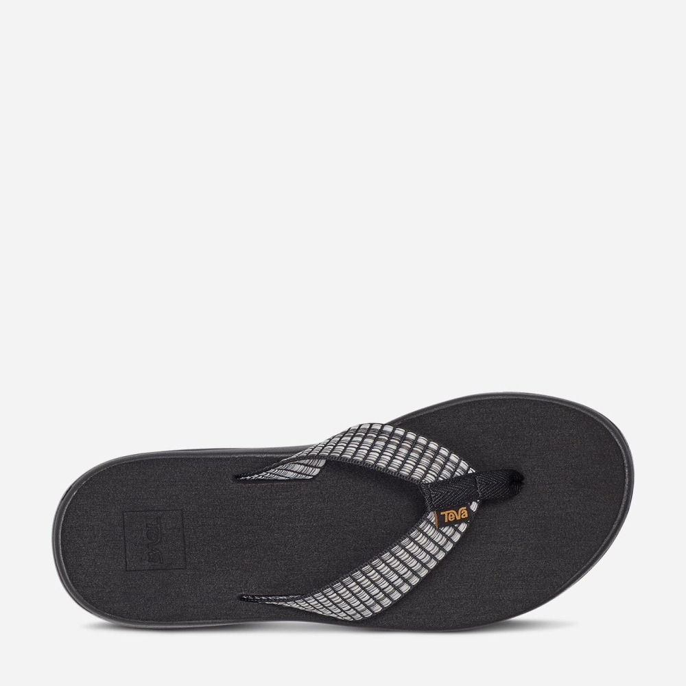 Black White Women's Teva Voya Flip Flops | 270-SPYIXD