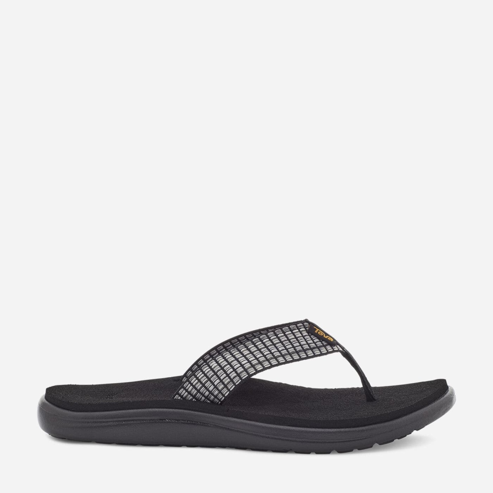 Black White Women\'s Teva Voya Flip Flops | 270-SPYIXD