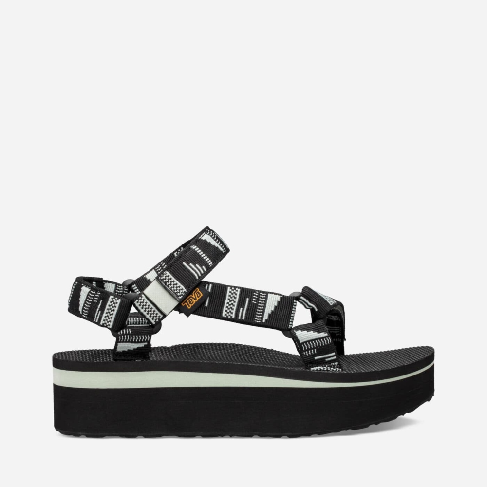 Black Women\'s Teva Flatform Universal Flatform Sandals | 827-CYAVBK