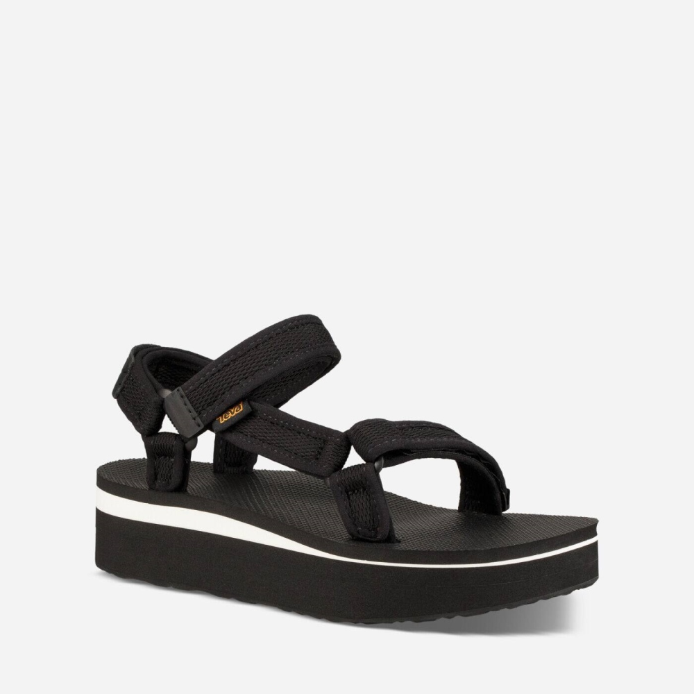 Black Women's Teva Flatform Universal Mesh Print Flatform Sandals | 624-ZSFKCO