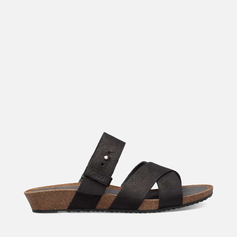 Black Women\'s Teva Mahonia Slide Sandals | 931-MOFLVK