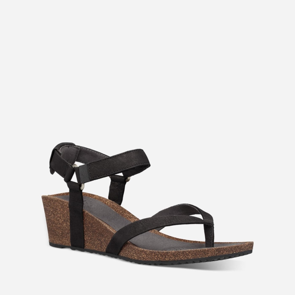 Black Women's Teva Mahonia Wedge Sandals | 160-HKEITL