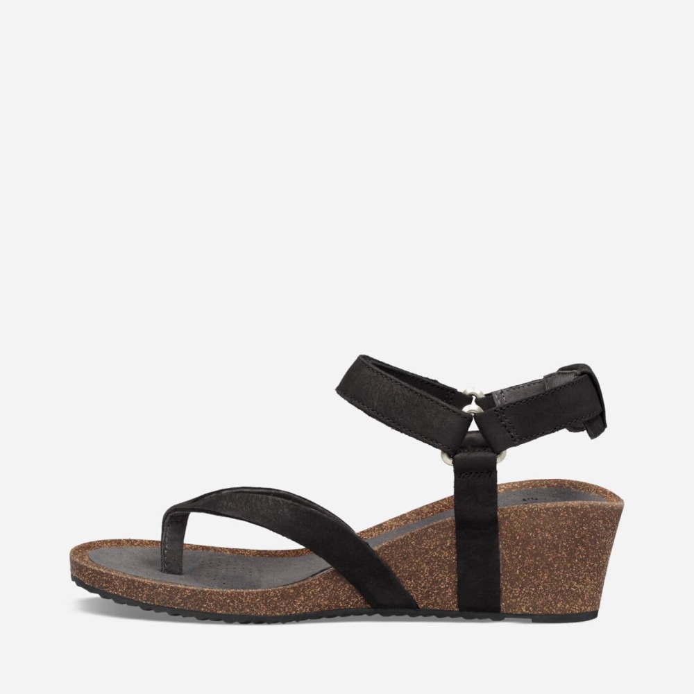 Black Women's Teva Mahonia Wedge Sandals | 160-HKEITL