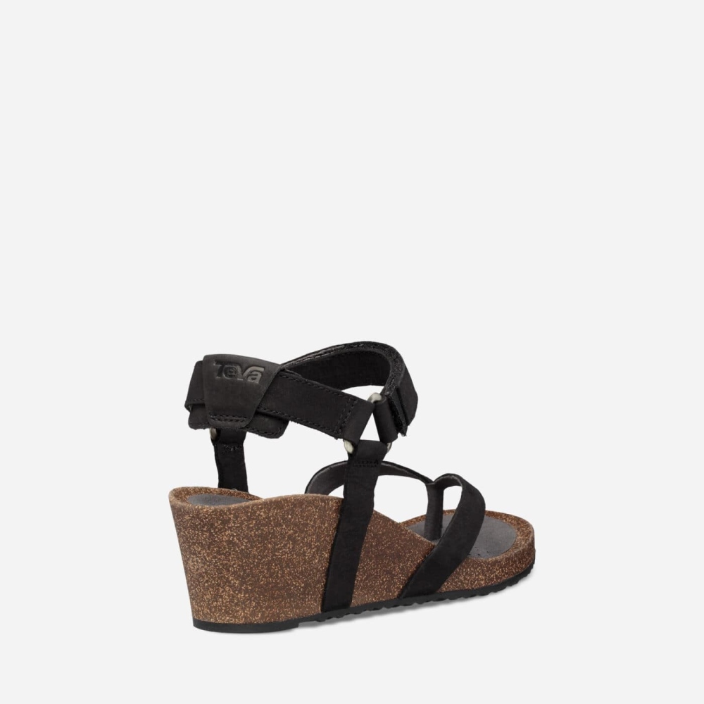 Black Women's Teva Mahonia Wedge Sandals | 160-HKEITL