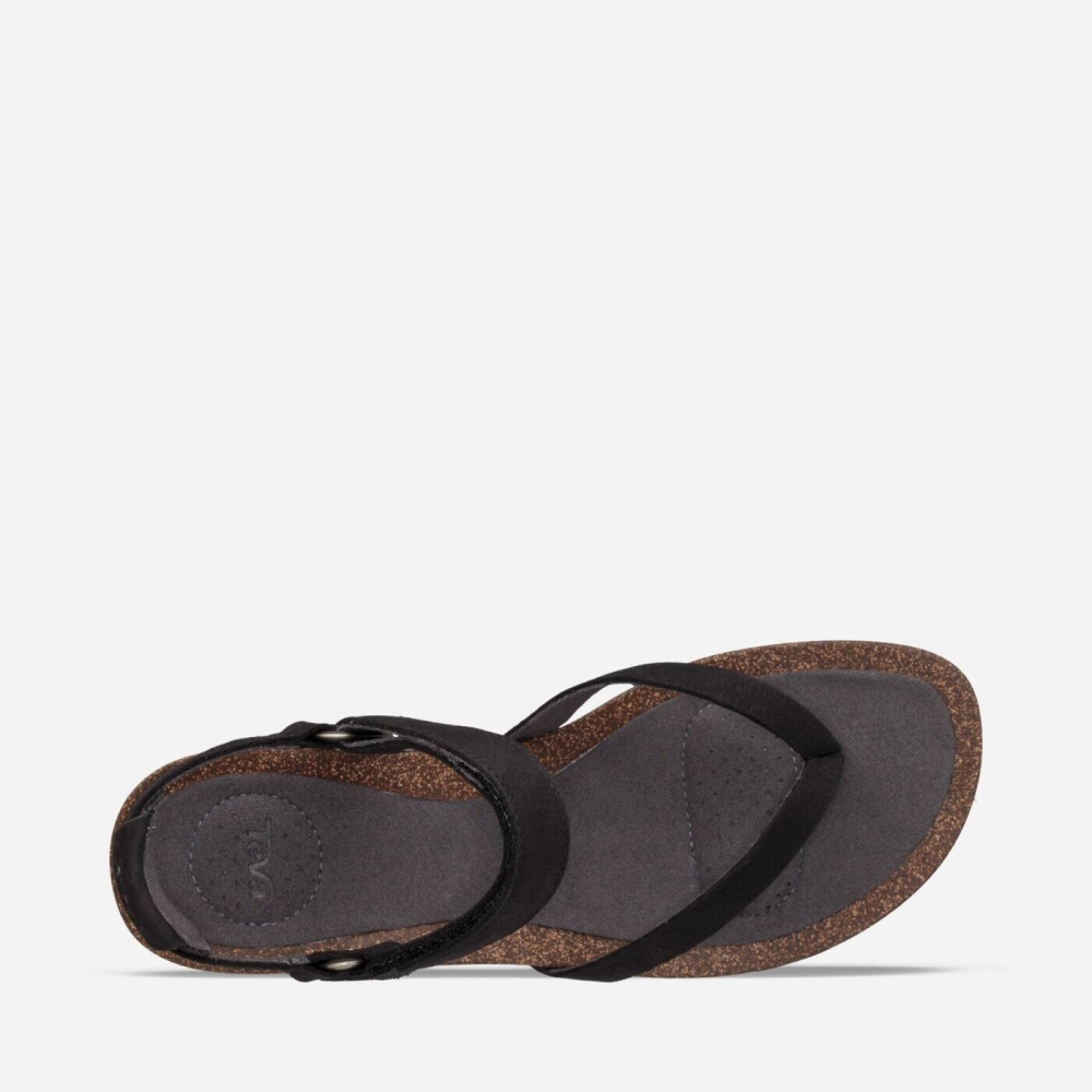 Black Women's Teva Mahonia Wedge Thong Flip Flops | 763-VYRKUO