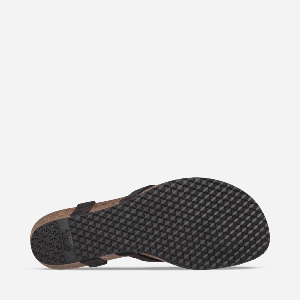 Black Women's Teva Mahonia Wedge Thong Flip Flops | 763-VYRKUO