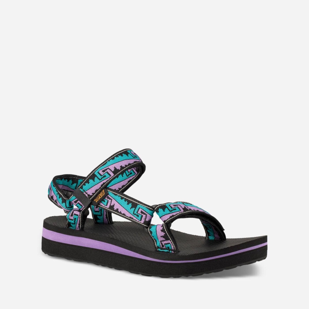 Black Women's Teva Midform Universal Flatform Sandals | 325-EMOZXP