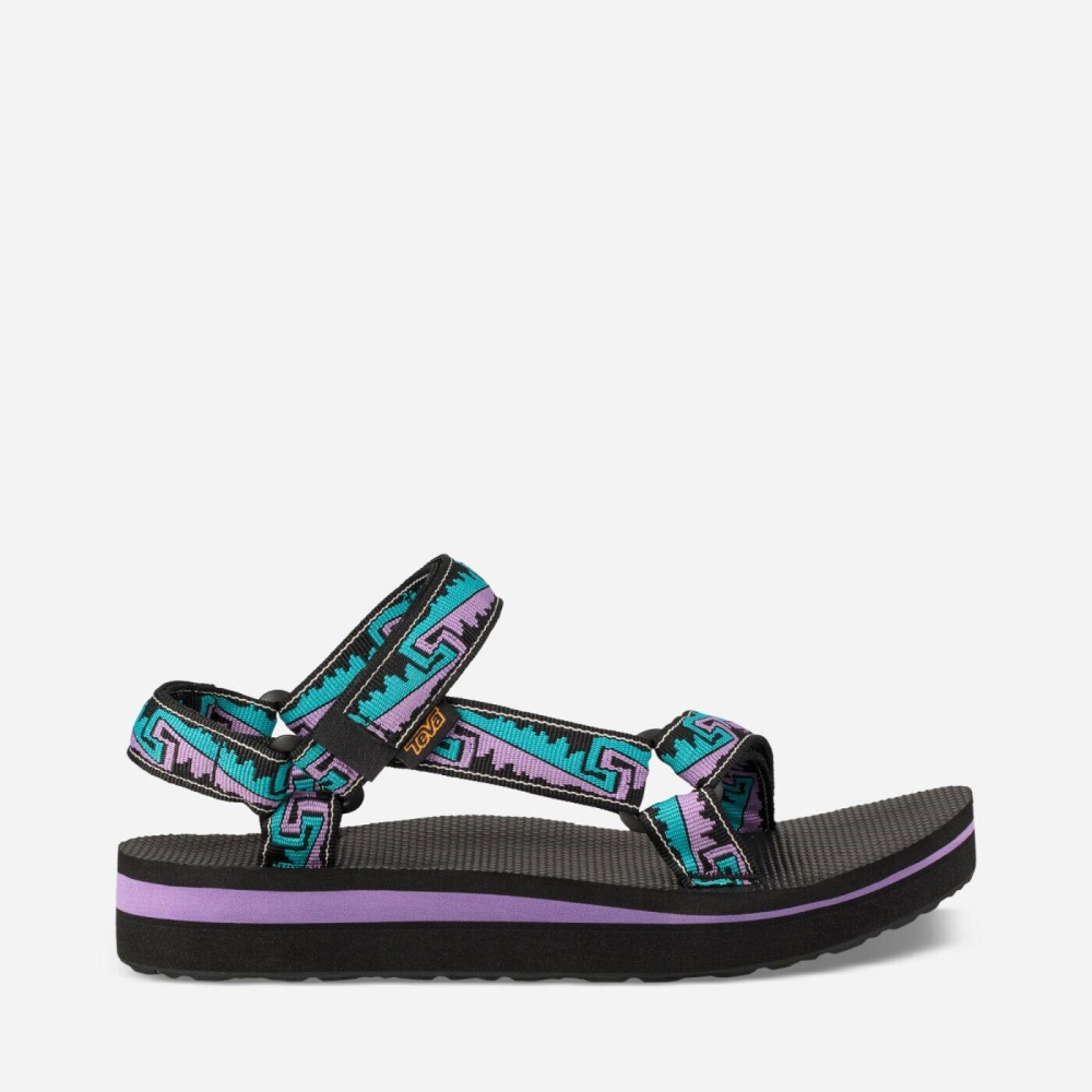 Black Women\'s Teva Midform Universal Flatform Sandals | 325-EMOZXP