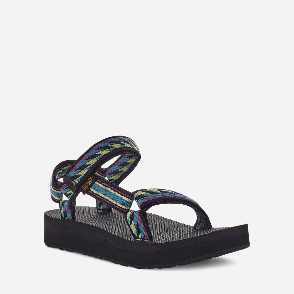 Black Women's Teva Midform Universal Flatform Sandals | 352-AFUKZS