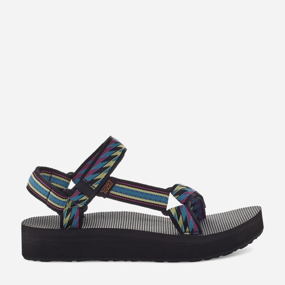 Black Women\'s Teva Midform Universal Flatform Sandals | 352-AFUKZS