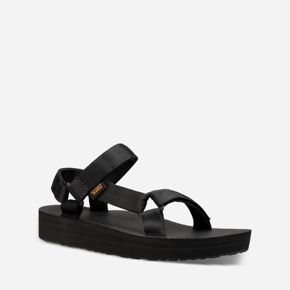 Black Women's Teva Midform Universal Flatform Sandals | 721-PNRMBO