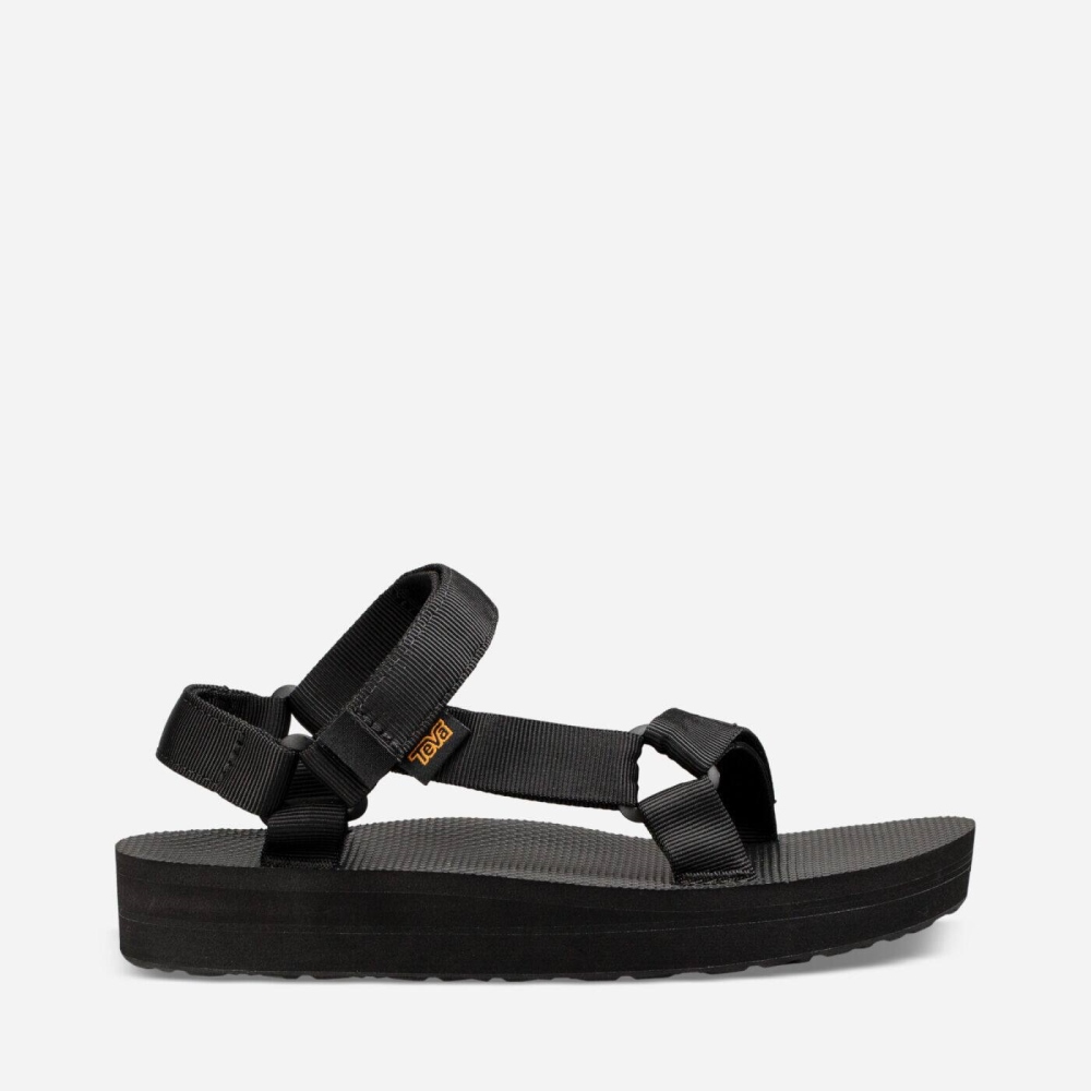 Black Women\'s Teva Midform Universal Flatform Sandals | 721-PNRMBO