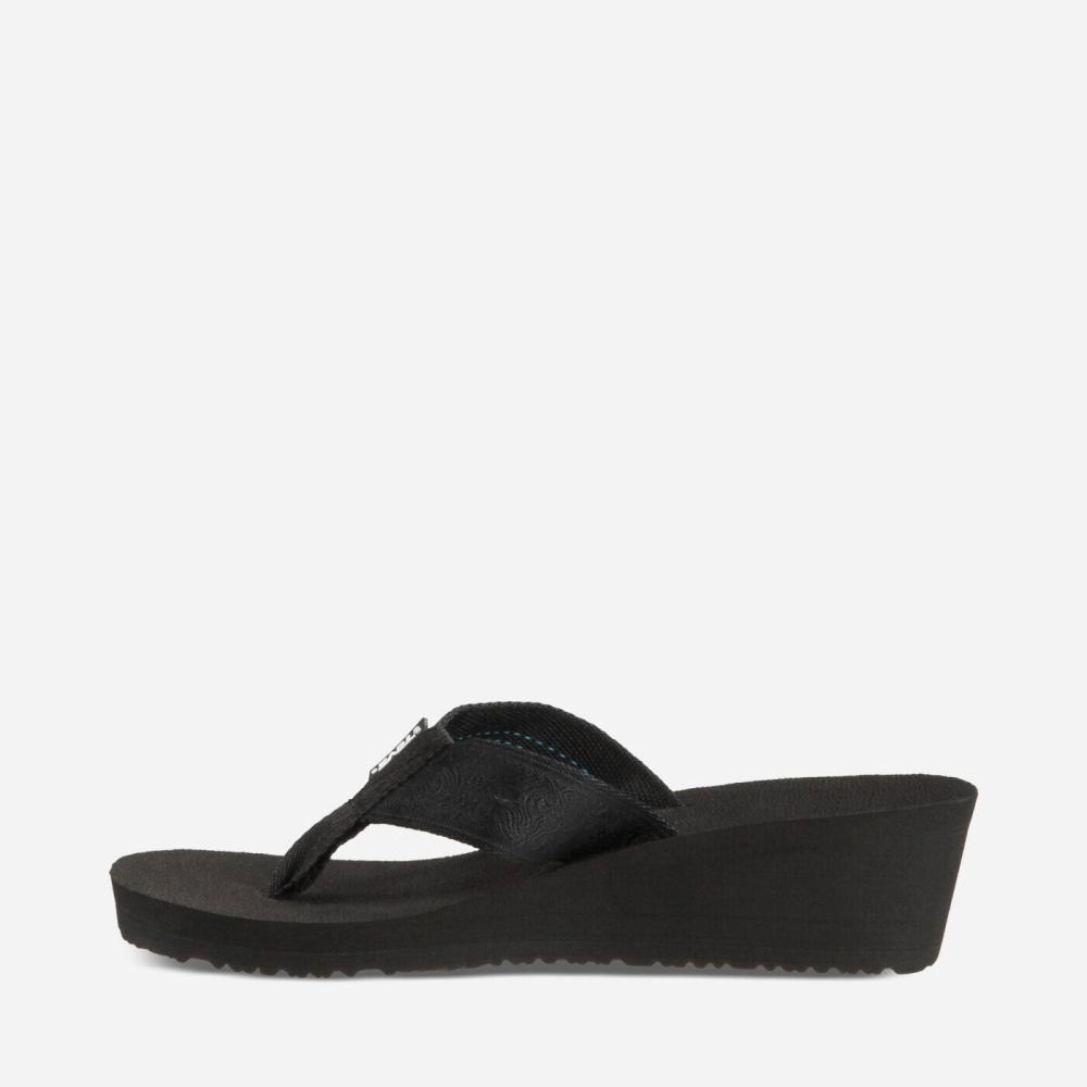 Black Women's Teva Mush Mandalyn Wedge 2 Flip Flops | 720-KREACY