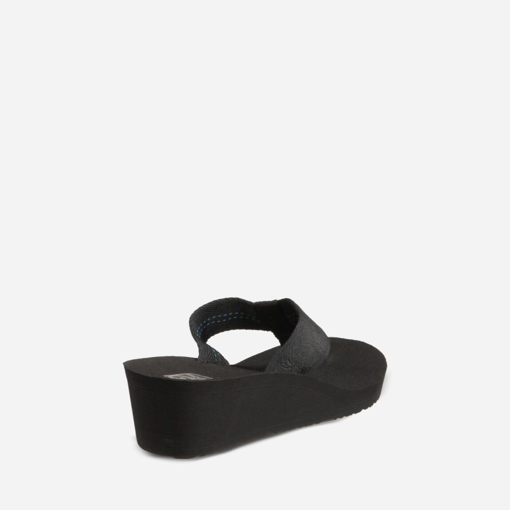 Black Women's Teva Mush Mandalyn Wedge 2 Flip Flops | 720-KREACY