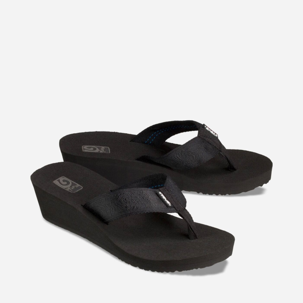 Black Women's Teva Mush Mandalyn Wedge 2 Flip Flops | 720-KREACY