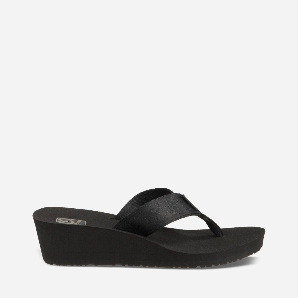 Black Women\'s Teva Mush Mandalyn Wedge 2 Flip Flops | 720-KREACY