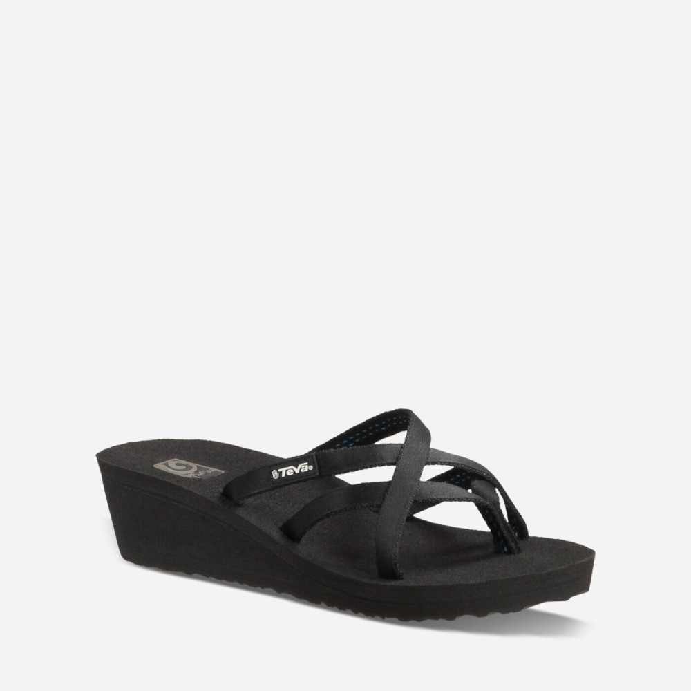 Black Women's Teva Mush Mandalyn Wedge Ola 2 Flip Flops | 568-WAIOQH