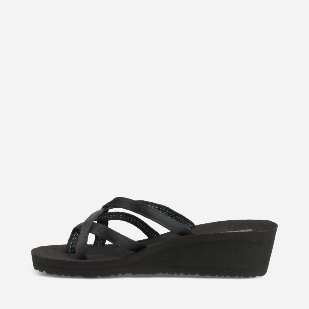 Black Women's Teva Mush Mandalyn Wedge Ola 2 Flip Flops | 568-WAIOQH