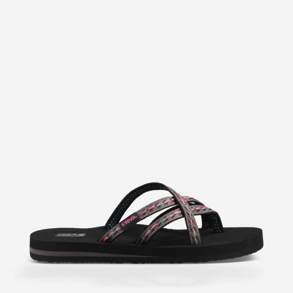 Black Women\'s Teva Olowahu Flip Flops | 160-QFOSHU