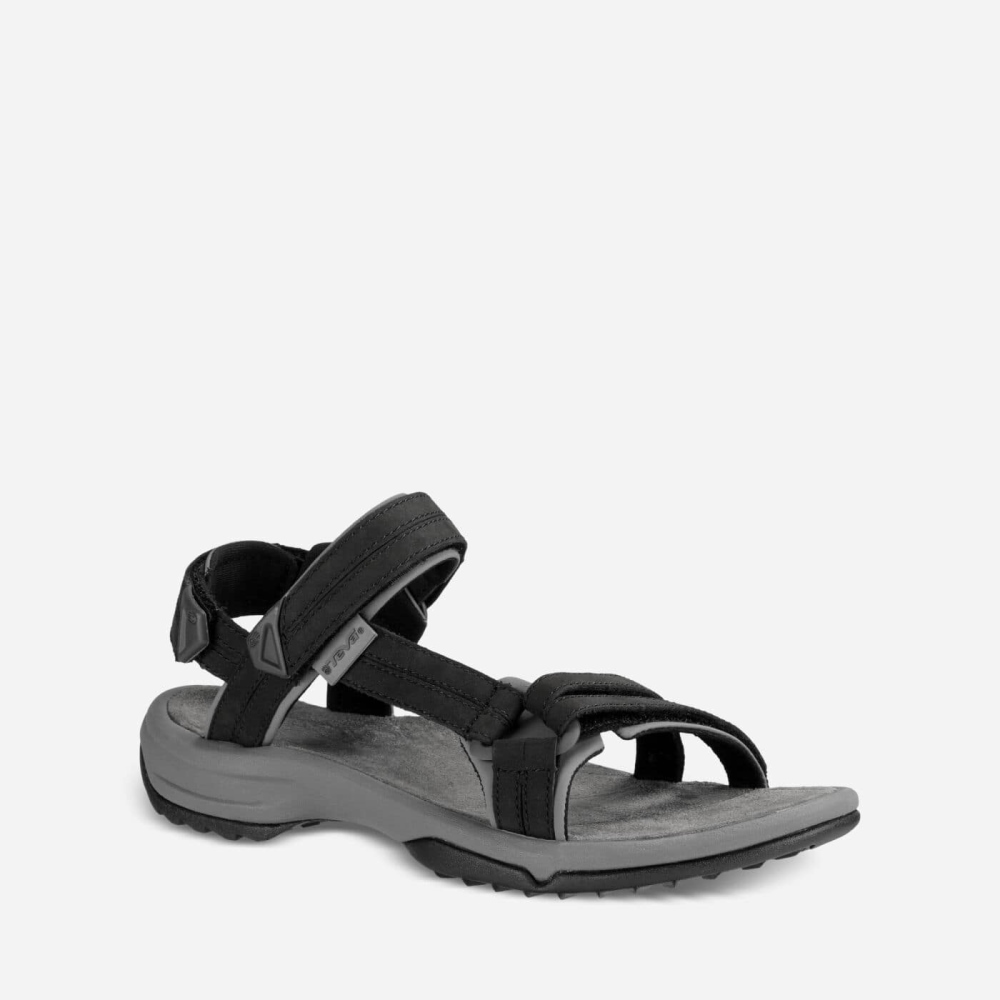 Black Women's Teva Terra Fi Lite Leather Hiking Sandals | 864-NCIYZE