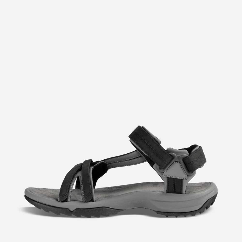 Black Women's Teva Terra Fi Lite Leather Hiking Sandals | 864-NCIYZE