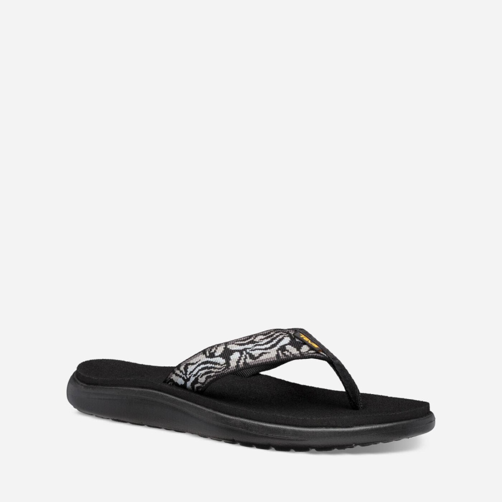 Black Women's Teva Voya Flip Flops | 271-TIYGJH