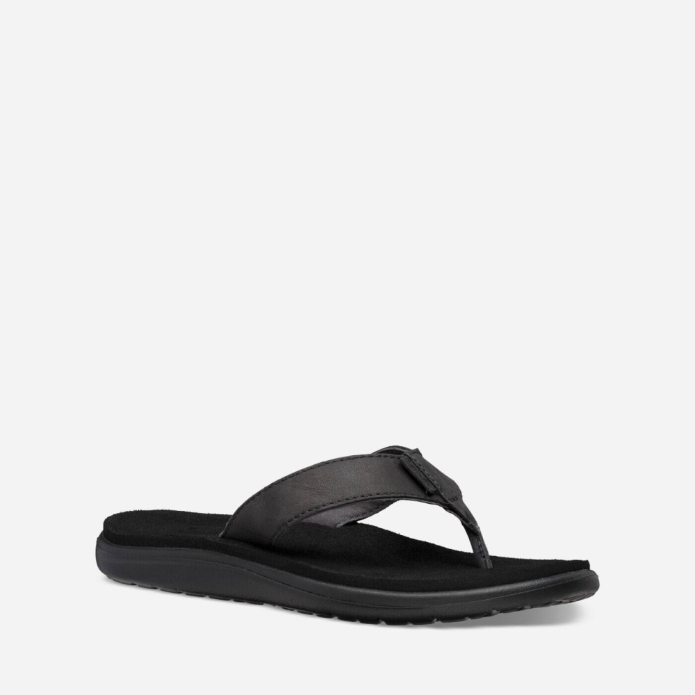 Black Women's Teva Voya Leather Flip Flops | 652-AKSORH