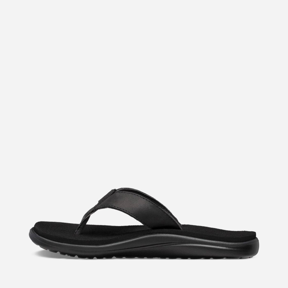 Black Women's Teva Voya Leather Flip Flops | 652-AKSORH