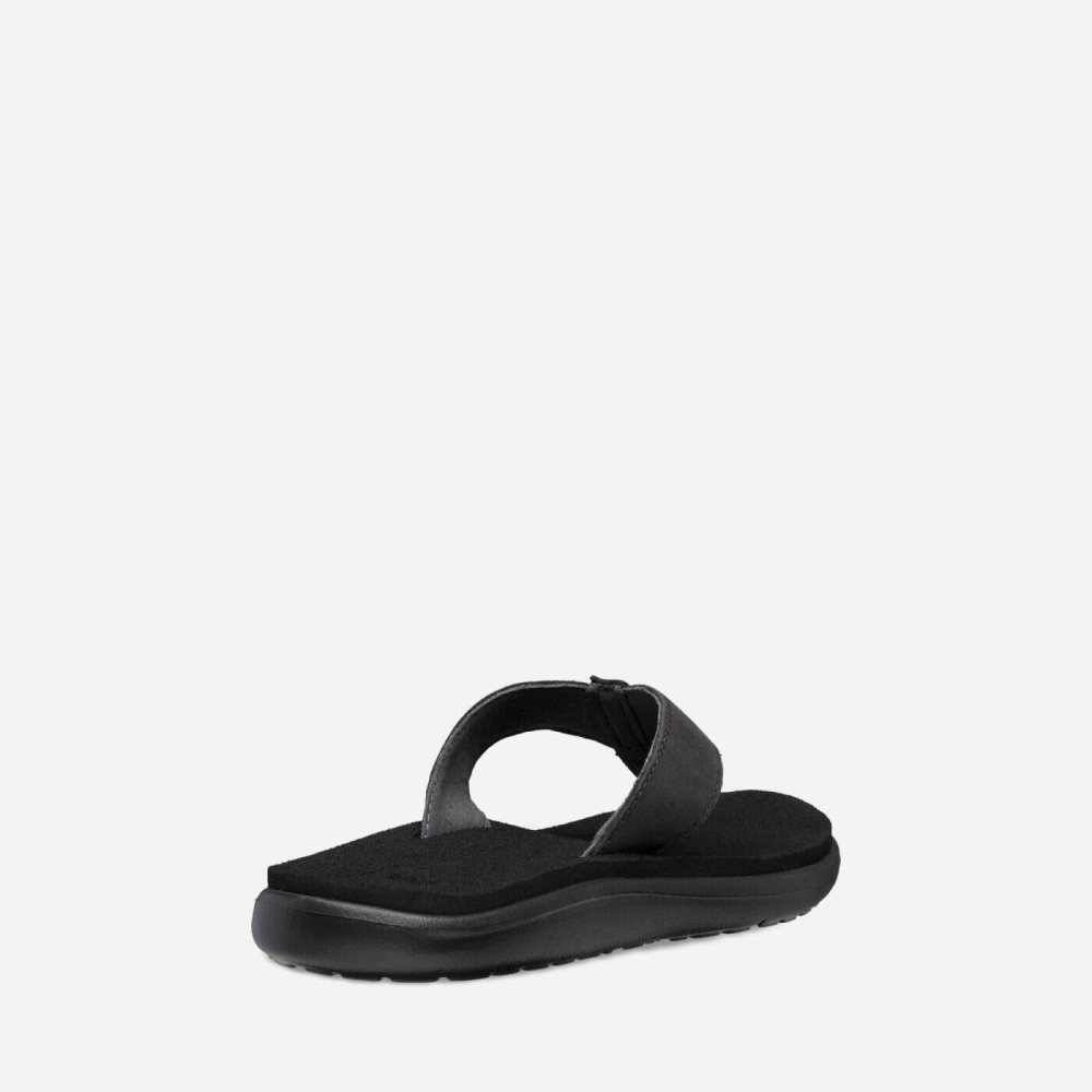 Black Women's Teva Voya Leather Flip Flops | 652-AKSORH