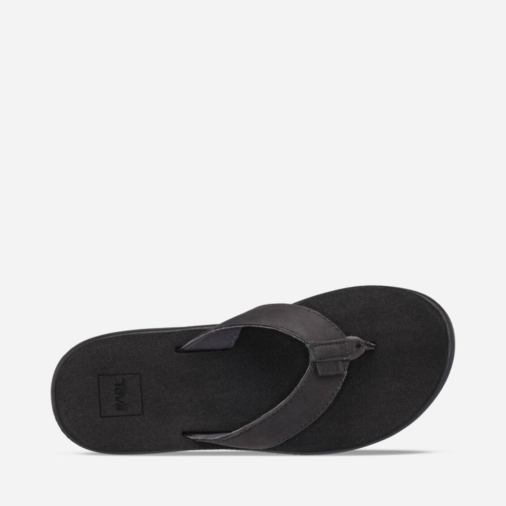 Black Women's Teva Voya Leather Flip Flops | 652-AKSORH