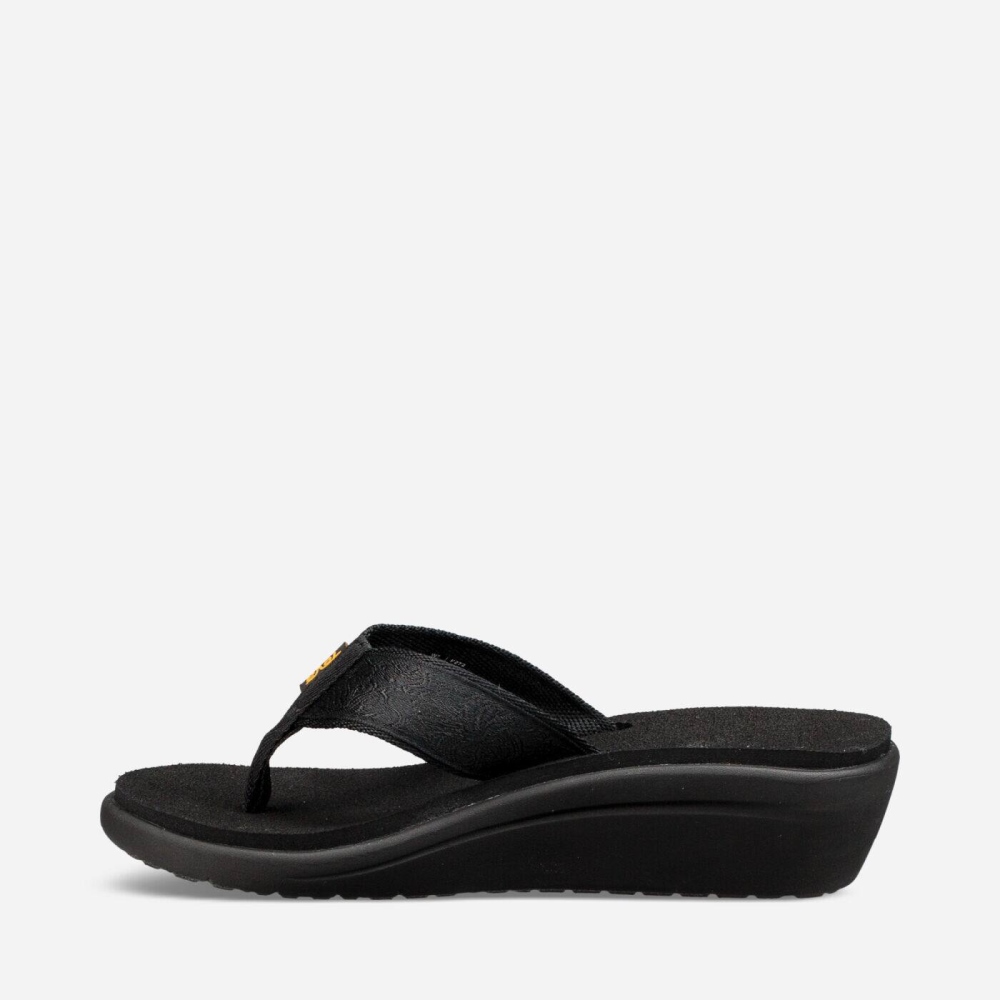 Black Women's Teva Voya Wedge Flip Flops | 769-PQJGKR