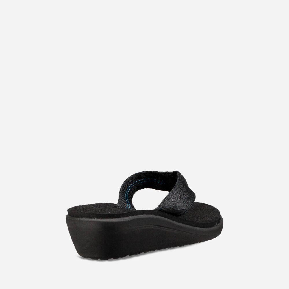 Black Women's Teva Voya Wedge Flip Flops | 769-PQJGKR