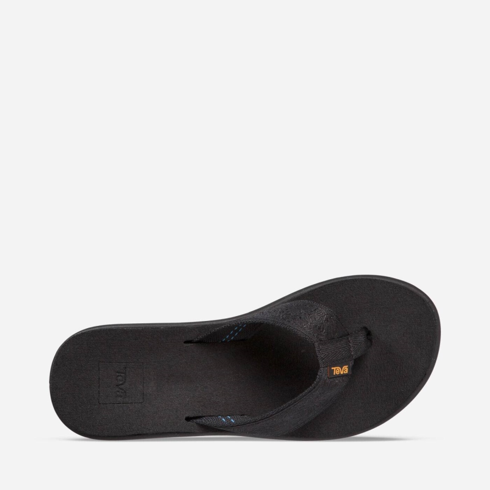 Black Women's Teva Voya Wedge Flip Flops | 769-PQJGKR