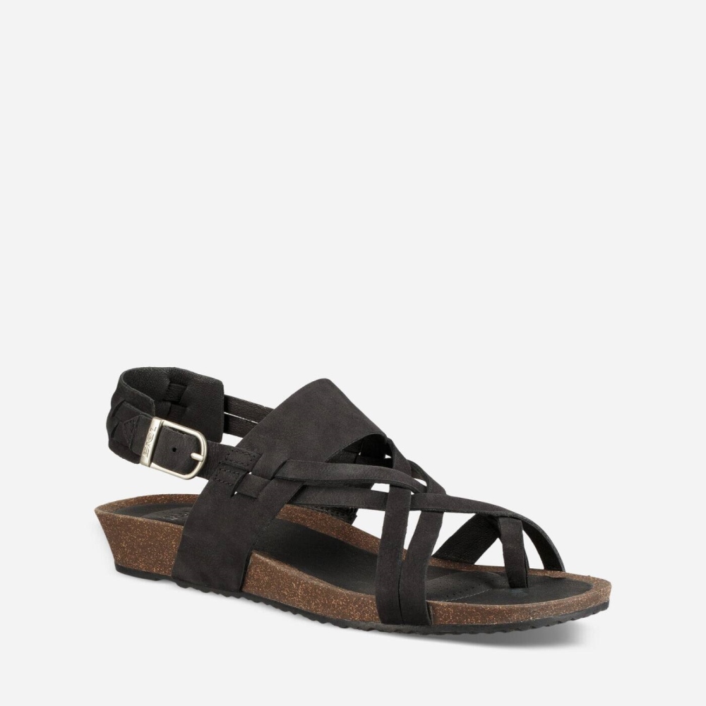 Black Women's Teva Ysidro Extension Wedge Sandals | 615-UPRNXI