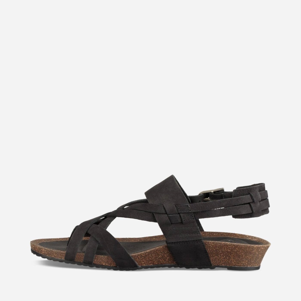 Black Women's Teva Ysidro Extension Wedge Sandals | 615-UPRNXI