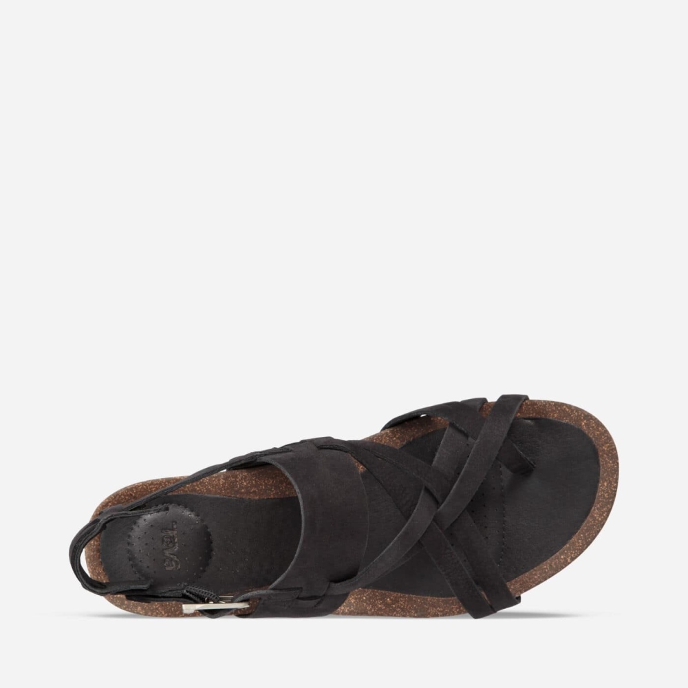 Black Women's Teva Ysidro Extension Wedge Sandals | 615-UPRNXI